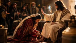 Mary washing Jesus's feet.